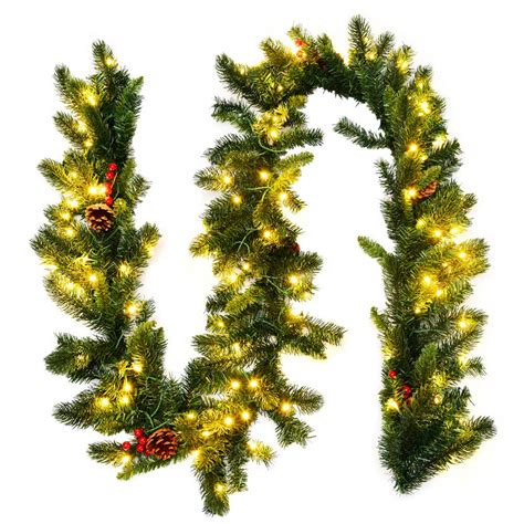 9 ft battery operated garland|outdoor battery operated lighted garland.